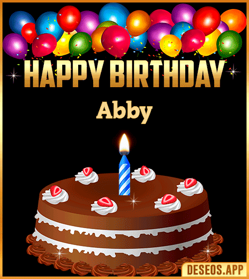 Happy Birthday Cake gif With Name Abby